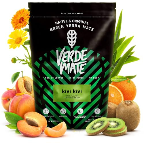 Verde Mate Green Kivi Kivi 500 g | Yerba Mate con Kiwi e Albicocca | Infuso con Buccia d'Arancia | Gusto Naturale