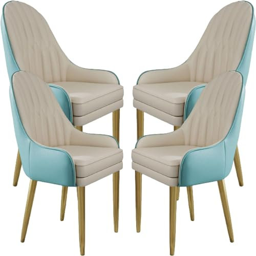 AMAZWI Modern Küchen Esszimmerstühle 4er-Set Moderne Mit Mikrofaser-Leder Gepolsterte Esszimmerstühle mit Metallbeinen Und Ergonomischer Rückenlehne for Wohnzimmer Esszimmer Schlafzimmer Esszimmerstuh