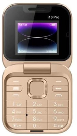 Sbyzm Mini Flip Mobile Phone, 2 SIM Card, 1.77 Inch Display, 16GB Storage, Gold