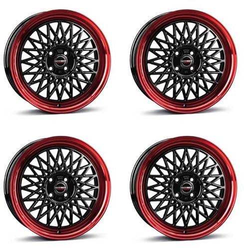 4x Borbet Felgen B 7.0x17 ET30 4x100 black rim red kompatibel mit VW Corrado Cross Golf Jetta Passat Scirocco UP Vento