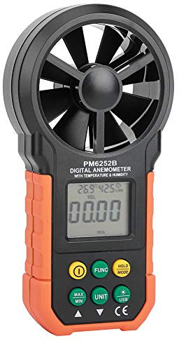 Anemometro digitale portatile ad alta precisione Misuratore di velocità del vento Misuratore CFM Misuratore di flusso d'aria, Misuratore di portata per misurazione della velocità