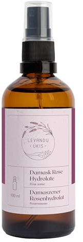 Rosenvatten Ansiktsmist 100ml – Ekologiskt Damaskusros Vatten för Naturlig Hudvård, Fuktgivande och Svalkande Spray för Ansikte och Hår - Levandu Ukis