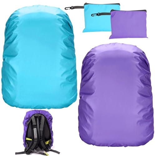 Lot de 2 Housse de Pluie pour Sac à Dos Cartable,30-40L Protege Sac a Dos Impermeable,Haute Visibilité Protection Sac à Dos Pluie,Housse Sac a Dos Impermeable pour Randonnée, Équitation, Escalade