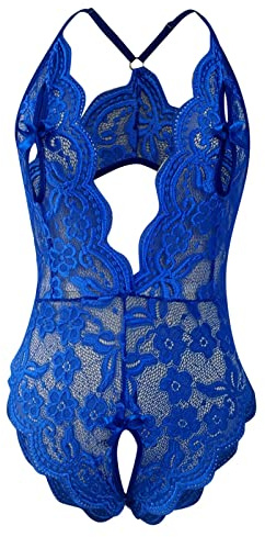Genérico Sexy Body con Entrepierna a Presión Para Mujer Lencería Traviesa de Encaje Transparente rofundo V Ropa Interior Ropa de Dormir Conjunto para Seductor Sin Espalda Camisón