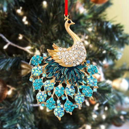 SICOHOME Pfau Weihnachtsschmuck - Blauer Pfau Ornamente für Weihnachtsbaum Hängende Weihnachtsschmuck Pfau Dekorationen Andenken Geschenke für Frauen Mädchen