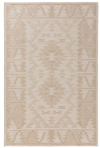 benuta Nest Teppich Bronco - Creme 120x170 cm - Kunstfaser - Outdoor geeignet - Rechteckig & im Style: Geometrisch, Minimalistisch - Pflegeleicht für Wohnzimmer Schlafzimmer