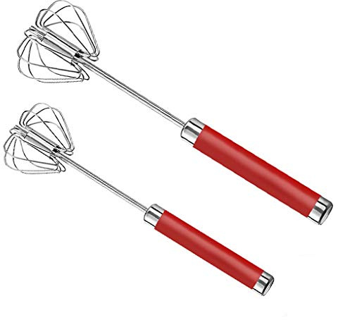 Batidor manual de huevos, rotativo, batidor giratorio y resistente al desgaste, agitador de mano, accesorios para dispositivos, utensilios rojos, 12 pulgadas