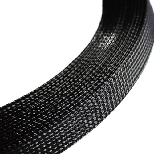 LPHFDCS Kabelkanal 5/10 m erweiterbare PET-Kabelhülse, 3~30 mm, eng geflochten, hohe Dichte, Härte, isolierende Leitung, schützende Drahtummantelung Kabelschlauch(Black,10MM_5METER)