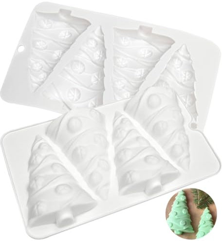 HGSHUO Weihnachten Silikonform Weihnachtsbaum Backform Kuchenform Silikon Kuchenbackform Weihnachtsbaum Mousse Kerzenform Schokoladenformen Motivbackformen Soap Weihnachten Form 2 Stück