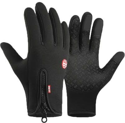 Generisch Frostfit - Thermo Handschuhe, Warme Winterhandschuhe mit wasserabweisender Beschichtung und Touchscreen-Funktion, für Schnee Skifahren Laufen Radfahren Autofahren (Schwarz, XL)