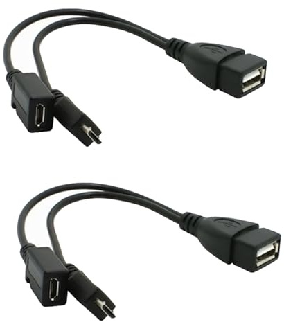 Paquete de 2 cables OTG de repuesto para Fire Stick 4K, Amazon Fire TV, compatible con Samsung Galaxy, LG, teléfono Android, tablet, micro USB con alimentación micro USB