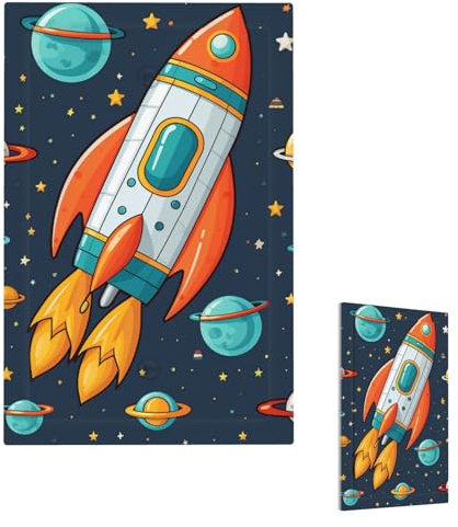 Wall Plate Toggle Light Switch Cover 1 Gang Duplex Receptacle Outlet Covers Mid Size 5 x 3 Decorative Switch Plates Rocket Space Ship Cartoon HD Faceplate Electric Plug Covers for Home Decor
