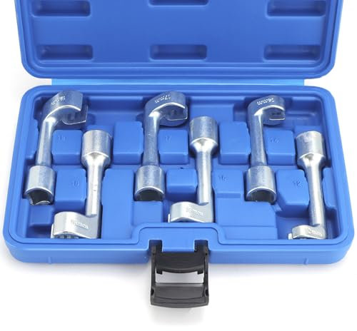 QWORK® 6 pezzi Inserto chiave a bussola per iniettori diesel, dimensioni 12/14/16/17/18/19 mm, attacco 12,5 mm (1/2 pollice), set di chiavi ad anello aperto