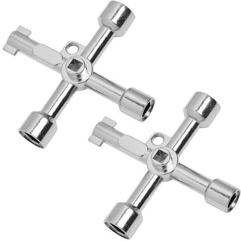 2 st multifunktionell skiftnyckel i zinklegering, universell korsnyckel, för elskåp, gas, vatten, hissar, 4-vägs triangelnyckel, 4-vägs multifunktionsnyckel, för tekniker
