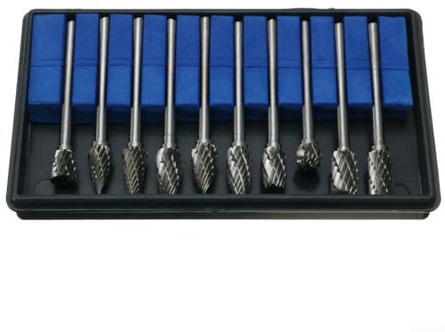 Hartmetall-Frässtift-Set für Aluminium-Schleifer, 10 Stück, 18 Schaftfräser, für Formschleifer und elektrische Bohrmaschinen