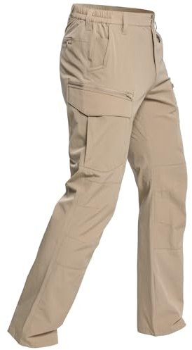 CARWORNIC Men's Lightweight Tactical Hiking Pants Water-Resistant Flex EDC Cargo Pants Stretch Quick Dry Work Pants Multi-Pocket Travel Safari Outdoor Fishing Trousers