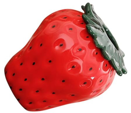ADOCARN Vase en Céramique Forme Fraise Petit Taille Rouge Texture Douce Décoration Intérieure Salon Chambre Pot de Fleurs Polyvalent