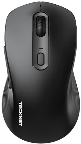 TECKNET Bluetooth Mouse, [ USB + BT1 + BT2 ] Wireless Mouse for Laptop, Silent Click, Ergonomic Design, 4800 DPI Computer Mice Wireless, Dual Mode for Laptop, Computer, iPad, MacBook