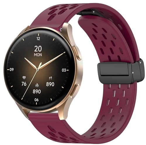 Blueshaweu 18mm 20mm Armband Kompatibel Für Hama Smartwatch 8900 1,32“ / 8900 1,43, Magnetisch Einstellbar Atmungsaktiv Sport Silikon Ersatz Uhrenarmband Kompatibel mit Hama 8900