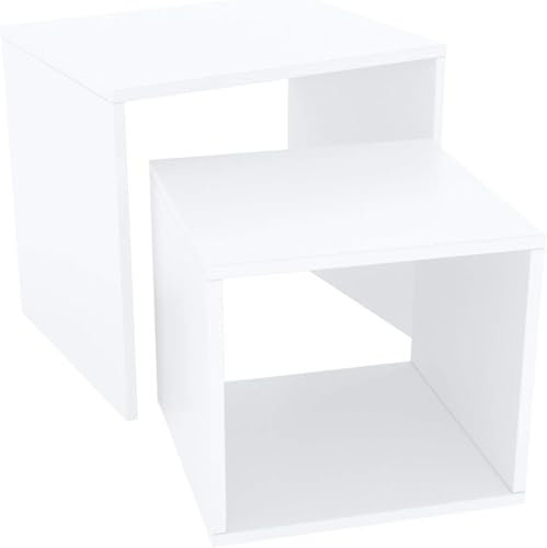 Casa Vital BENZI Coffee Table Set, 2 Tables, Matte White, 48 x 30 x 45 cm, Nesting Tables, Chipboard Construction, Living Room Furniture, Side Table, Decorative Tables, 5 kg Load Capacity