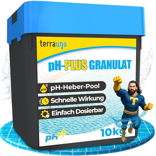 TerraUno pH Plus Granulat 10 kg, pH Heber Pool, schnelllöslich zur punktgenauen pH-Anhebung & Wasserqualitätsverbesserung, Poolpflege