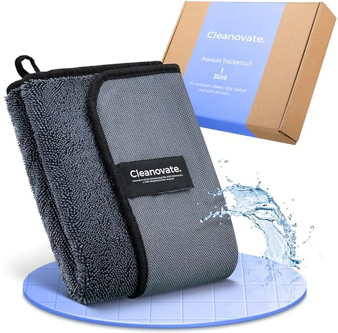 Cleanovate XL Trockentuch (DAS ORIGINAL), extrem saugstark, ehemals Shiny Bath XXL, entfernt mühelos Kalkrückstände, Trockentuch aus Mikrofaser für Dusche und Bad (1 Tuch)