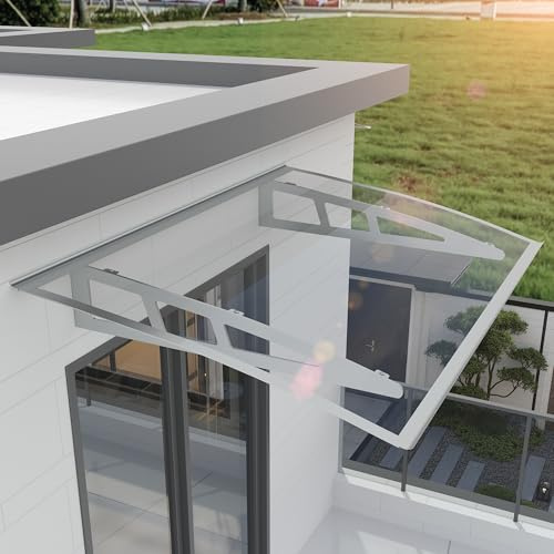 Toldo para puertas y ventanas, toldo para puerta delantera/patio exterior, protege contra los rayos UV, la lluvia, la nieve y la luz solar (panel transparente, 100 x 150 cm)