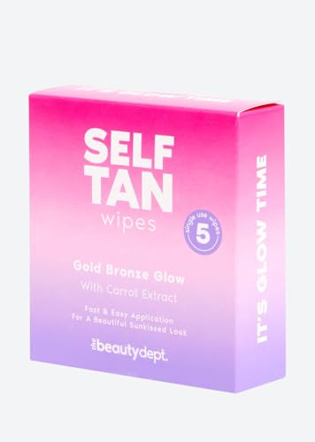 The Beauty Dept Self Tan Lingettes Auto-Bronzantes, Bronze Doré, Extrait de Carotte, 5 Lingettes, Application Rapide et Facile