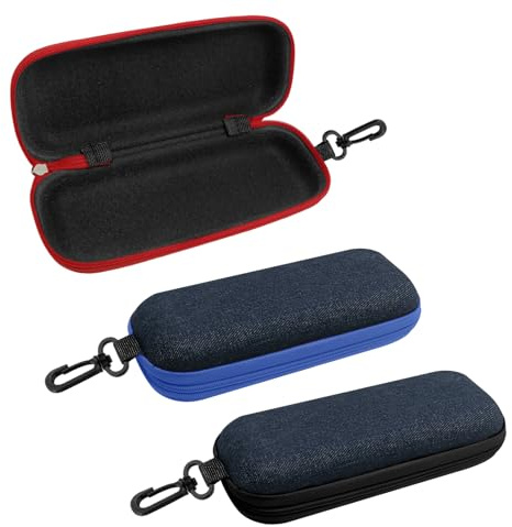 GZXUEHU 3 Pièces Étui à Lunettes,Rigide Boîte à Lunettes avec Fermeture Éclair,Facile à Transporter,Solide,Pratique,Pour Femmes et Hommes