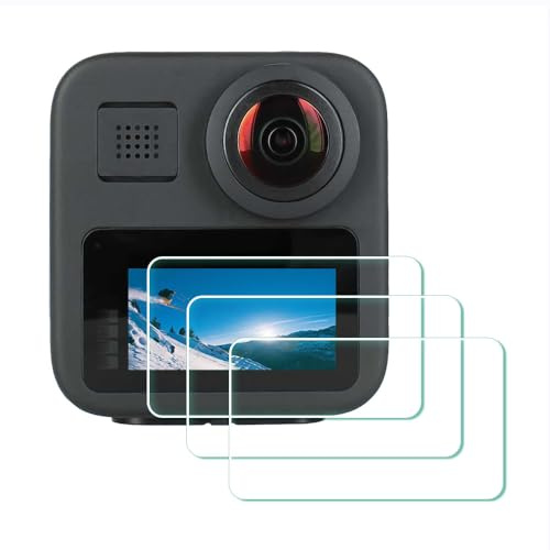ULBTER [3 stycken skärmskydd skärmskydd för GoPro Max 2/Max 1 360, skärmskydd för Go Pro Max 2 LCD härdat glas 0,3 mm hårdhetsgrad 9H reptåliga tillbehör