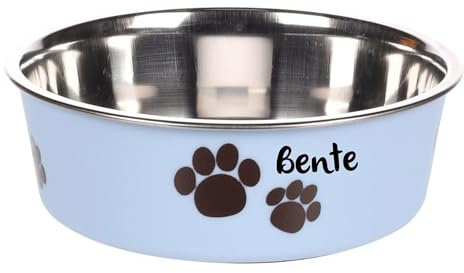Personnalisable Gamelle pour Chien en Acier Inoxydable 2200 ML (XL) Bleu Clair – avec Anneau antidérapant & Stable – pour Grands Chiens – personnalisée avec Le prénom – Petslino
