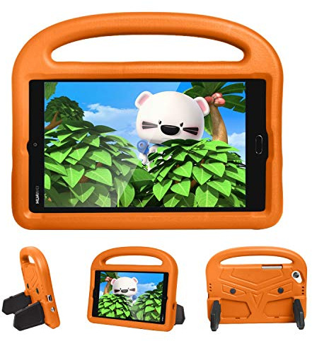 Resa med surfplatta Tablet Väska till Huawei M3 / T3 T8 Lite 8.0 Silikonväska For barn, For ShockoProof Lightweight Demploop Stand Case, med handtag och kickstand(ORANGE)