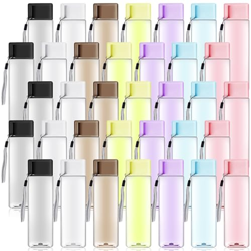35 Stück Kinder Trinkflasche Set, 500 ml Wasserflasche Wiederverwendbare Kunststoff, BPA-frei, Auslaufsicher Sportflasche Transparente Leicht Tragbare für Gym Fahrrad Fitness Wandern Schule, 7 Farbe