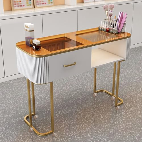 Escritorio de estación de Mesa de manicura con estantes de Almacenamiento - Escritura y Estudio Modernos para Uso Profesional