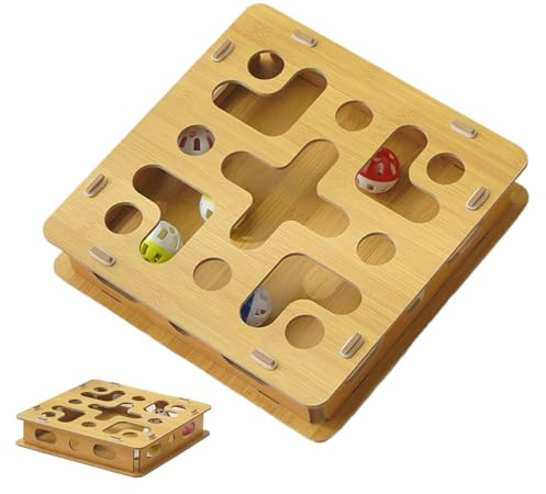 Boîte À Lime À Ongles Pour Chats – Jouet Pour Chat En Bois, Planche D'enrichissement Avec Cloche | Protecteur De Meubles À Gratter Interactif Pour Chatons D'intérieur, 28x28x7.5cm, Les Instinct