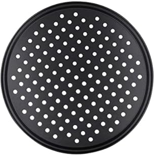 Generico Teglia for pizza forata in acciaio al carbonio antiaderente Vassoio da forno con fori Piastra di cottura Supporto for piatti Strumento(28cm)
