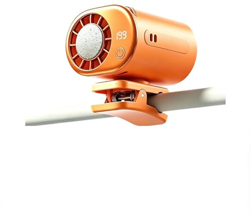 Donubiiu Mini ventilador de mesa con clip, ventilador de refrigeración personal manos libres con pantalla LED, 199 niveles, rotación de 360°, USB, silencioso (naranja)