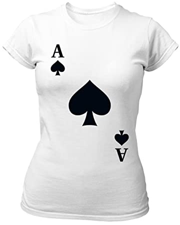 clothinx Karneval Spielkarten T-Shirt Damen Kostüm Pik Ass Karte Fasching Fastnacht Gruppenkostüm Frauen Kartenspiel As