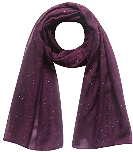 Lina & Lily Solid Shimmer Sparkle Glitters Sheer Maxi Shawl Scarf Hijab (#18 RED VIOLET)