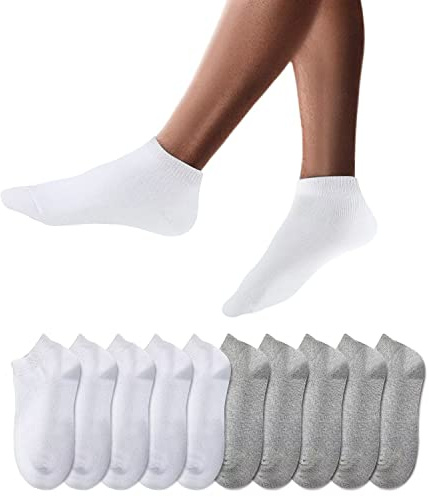 YouShow Sneaker strumpor män kvinnor 10 par korta halvstrumpor kvarts bomull unisex