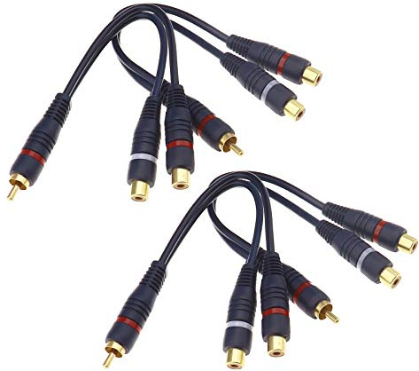 4x 20cm Phono Y-Splitter-Kabel Von 1 Cinch-Stecker auf 2 Cinch-Buchse Kabel