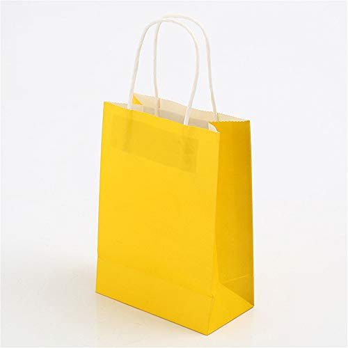 Papiertüten Kraftpapier 10 Stück papiertüten mit henkel Kraft Tüte Mitgebsel Tüten Geschenktüte für Partys, Hochzeiten, feiern, Geschenktüten und Süßigkeiten (Gelb)
