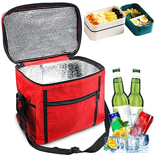 Sunshine Smile Kühltasche Faltbar - Picknicktasche, Thermotasche Klein, Isoliertasche Lunch, Eistasche, Lunch Tasche, Kühlbox für Picknick 10L (Rot)