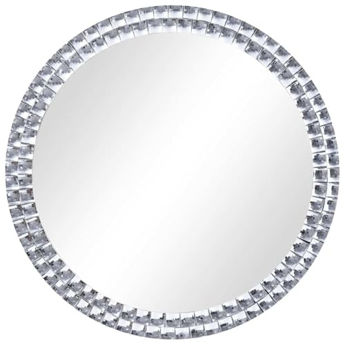 vidaXL Wandspiegel Badspiegel Badezimmerspiegel Dekospiegel Spiegel Frisierspiegel Flurspiegel Badezimmer Wohnzimmer Rund Silbern 40cm Hartglas