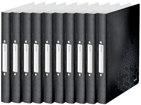 Leitz 4257 Ringbuch Ringbücher Ringordner WOW, A4, 2 Ringe, 25mm, 10er Packung, Farbe: schwarz