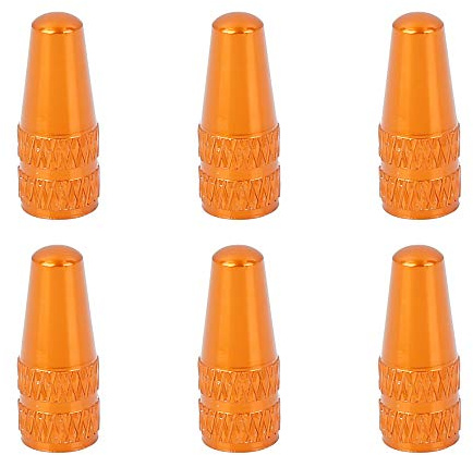 X AUTOHAUX Französische Ventilkappen Für Fahrradventile 6 Stück | Orange, Aus Aluminiumlegierung, Größe 17x7mm, Staubdicht, Wasserdicht, Für Standardpumpen