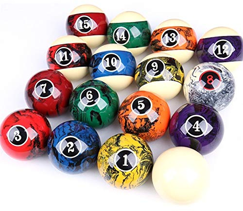 YRU Palle da Biliardo Americano, 2 1/4 Pollici 57.2mm Black Eight Crystal Billiards Sixteen Color BILLARES Y DARDOS Camara Set
