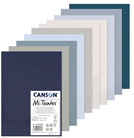MI-TEINTES A4 160G Kühle Tone, Packung 10 Blatt