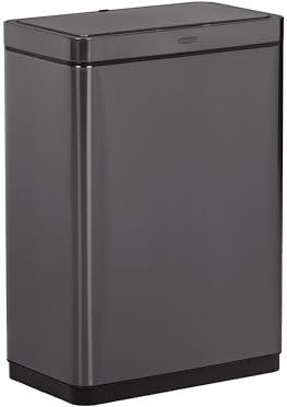 Rubbermaid Elite Stainless Steel Sensor Trash Can for Home and Kitchen Batteries Included 12.4 Gallon Charcoal for Home/Kitchen/Hotel/Lobby/Office