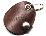 Hundemarkentasche aus Leder mit Druckknopf Gravur in braun | beidseitig graviert | Rund, Blume, Oval viele weitere Formen (Oval)